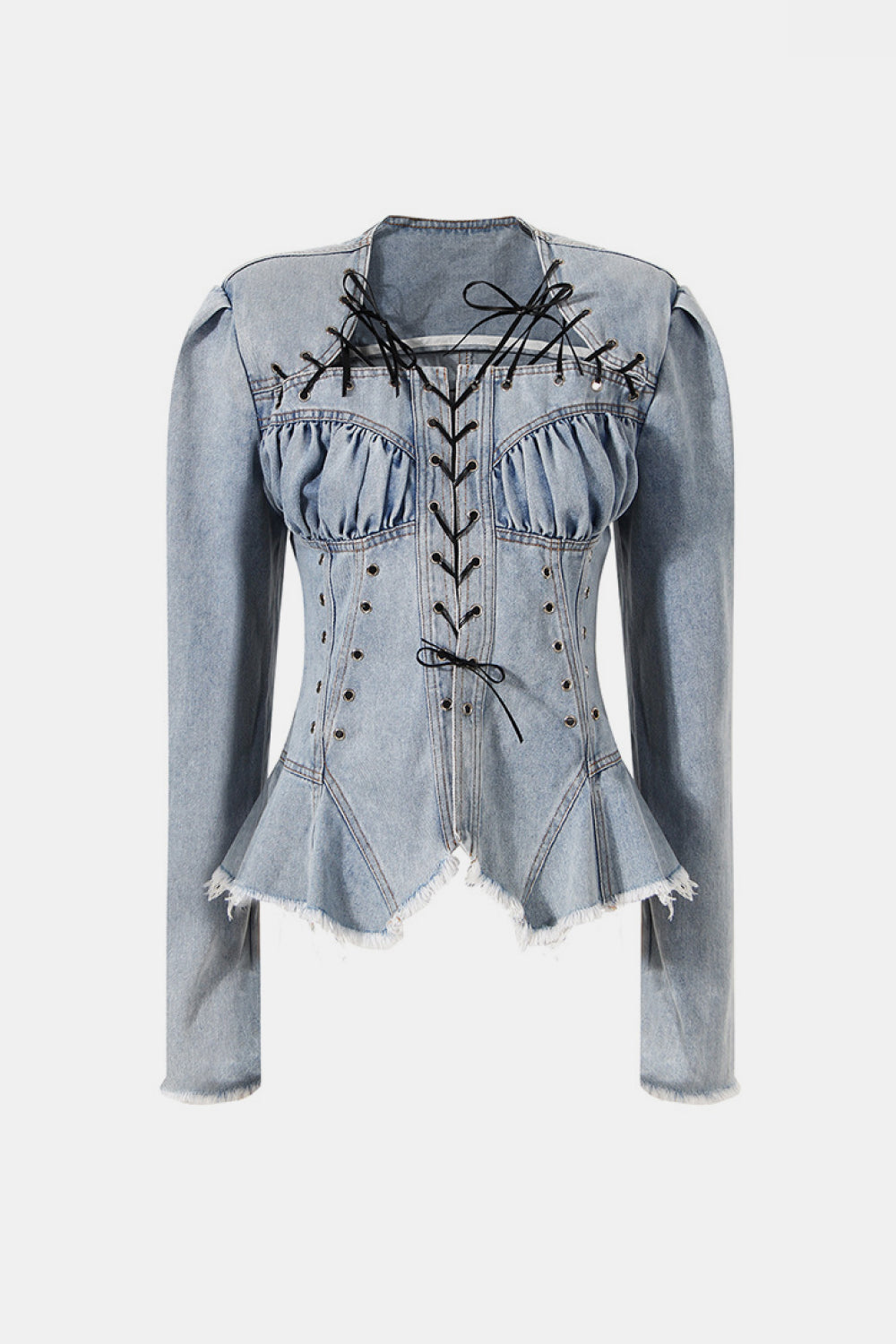 Dream Architect Lace-Up Denim Top