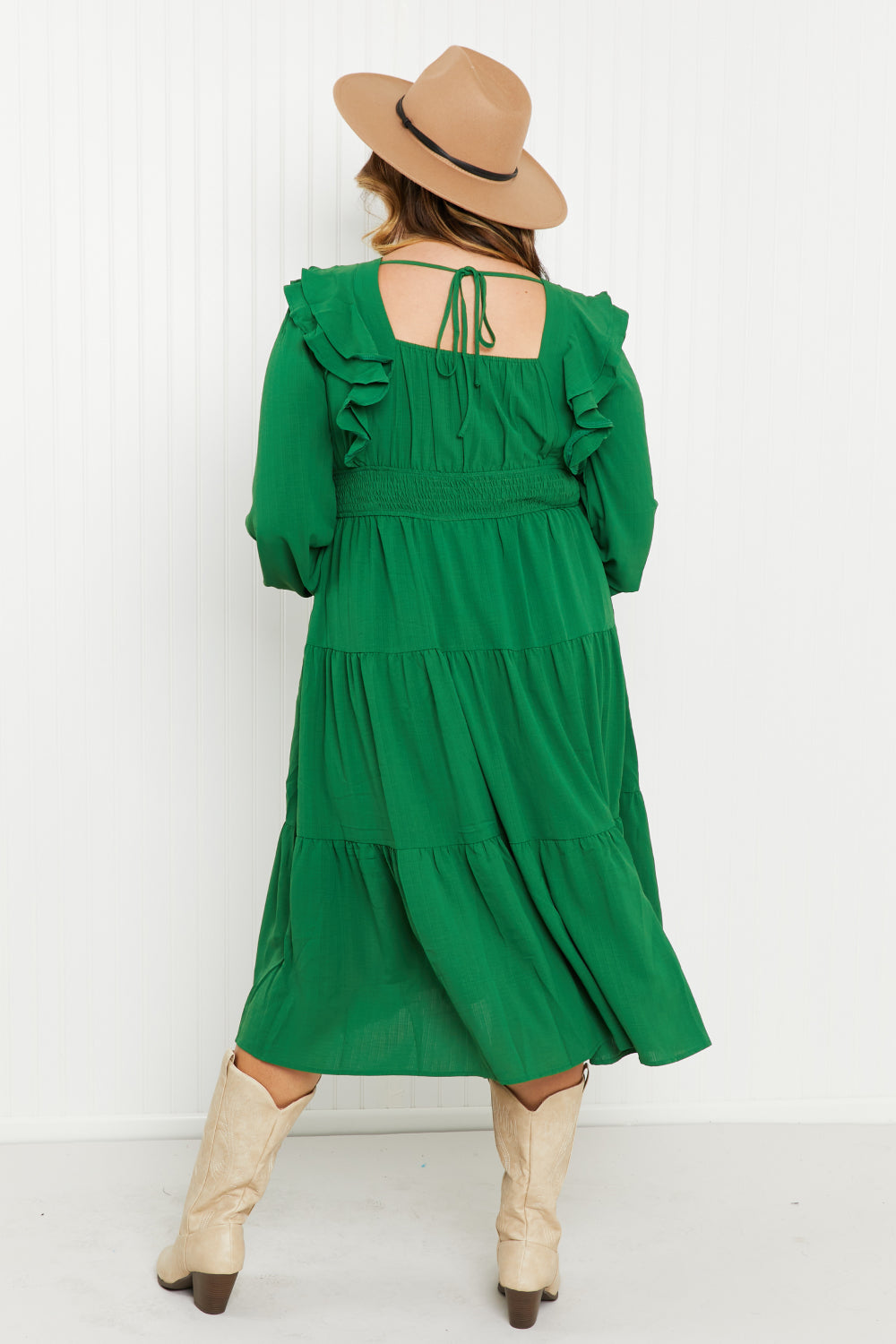 Davi & Dani Rooftop Reservation Full Size Layered Ruffle Midi Dress