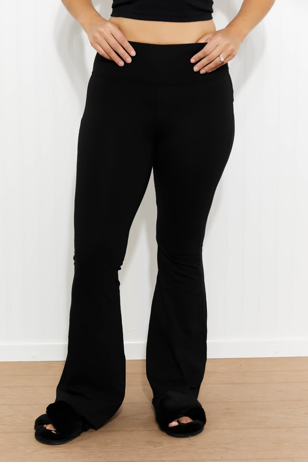 Zenana Let's Get Movin' Full Size Raw Hem Flared Yoga Pants