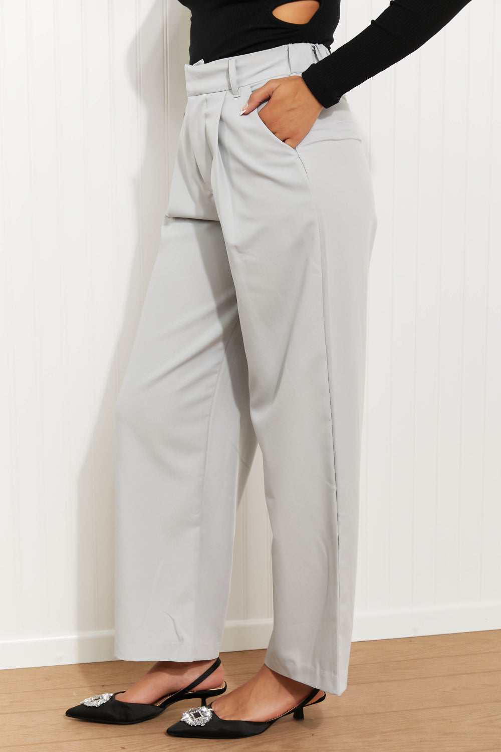 White Birch Ready to Slay Full Size High-Waisted Trousers